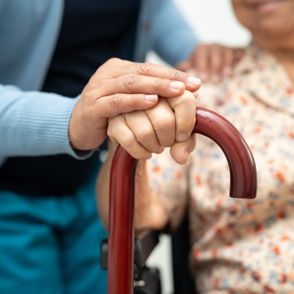 HisStripes Health home care professional with patient